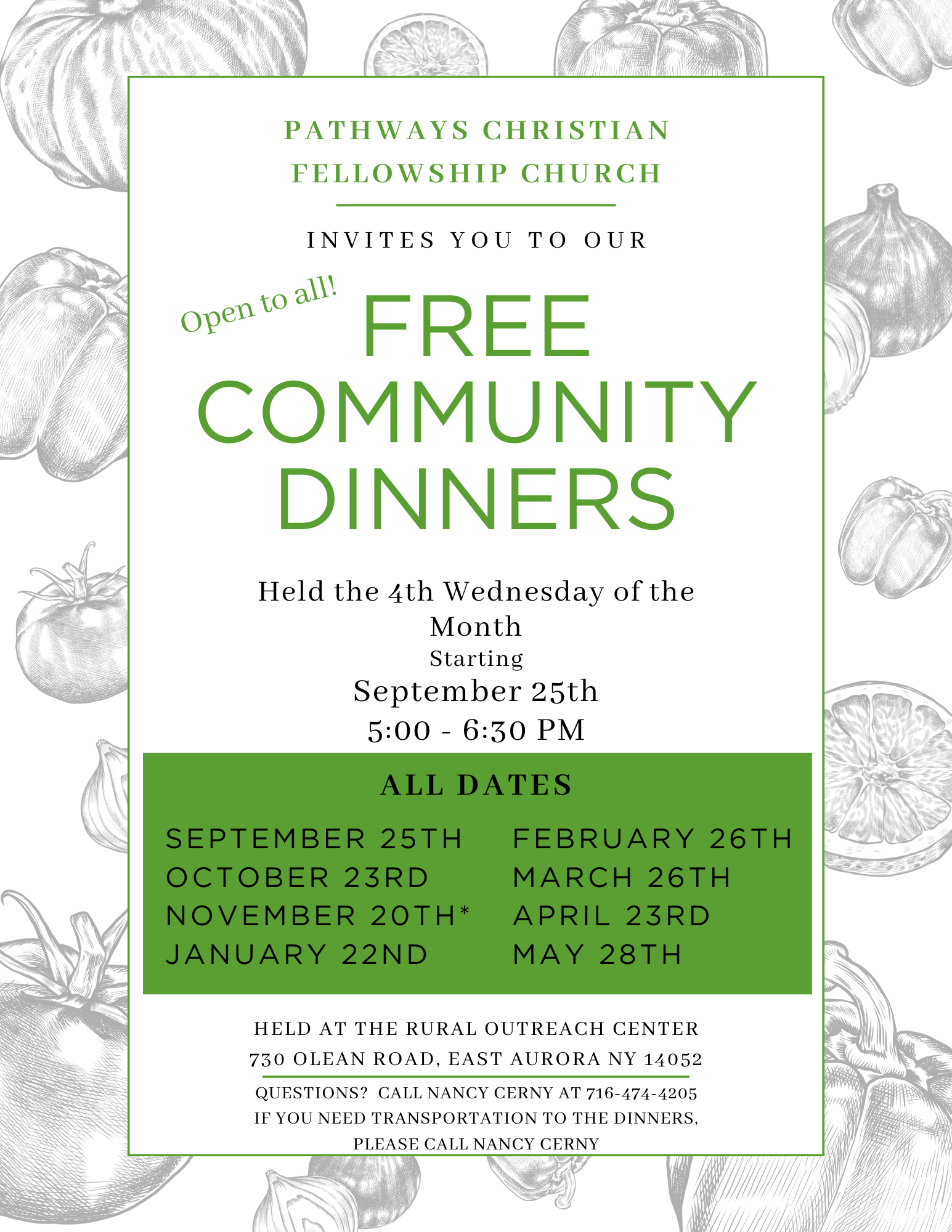 Free Community Dinner hosted by Pathways Christian Fellowship