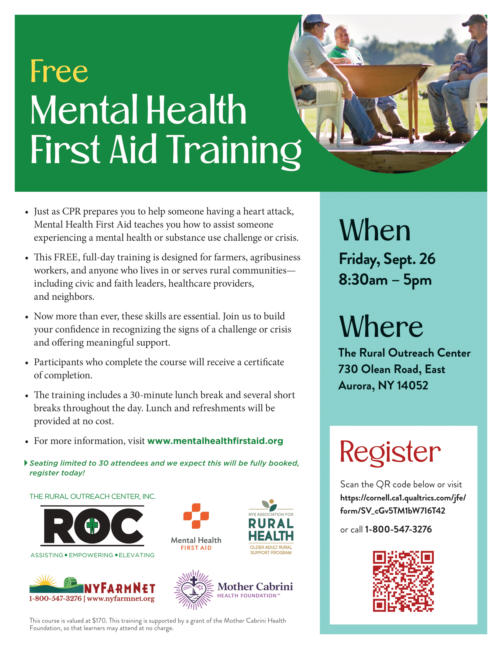 Free Mental Health First Aid Training at The ROC!